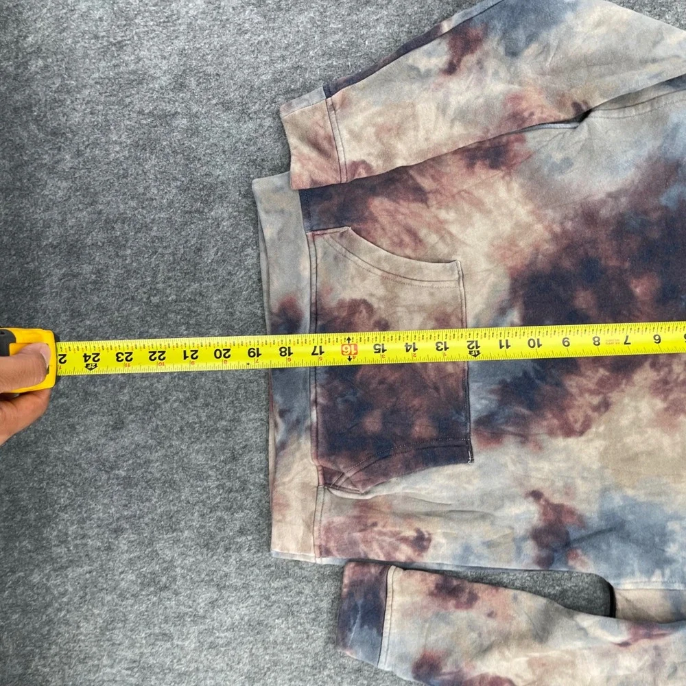 Abercrombie Hoodie Kids 9/10 Relaxed Fit Tie Dye Sweatshirt Blue Burgundy Tan